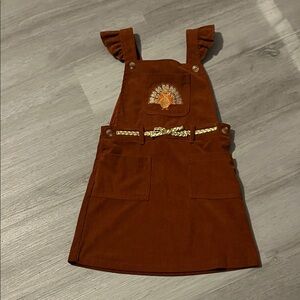 Little Lass Brown Corduroy Overall Dress